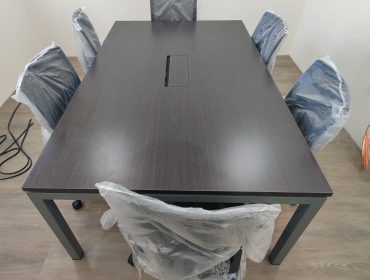 Workforce Contracts Meeting Table and Chair Set in walnut color