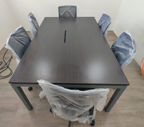 Workforce Contracts Meeting Table and Chair Set in walnut color